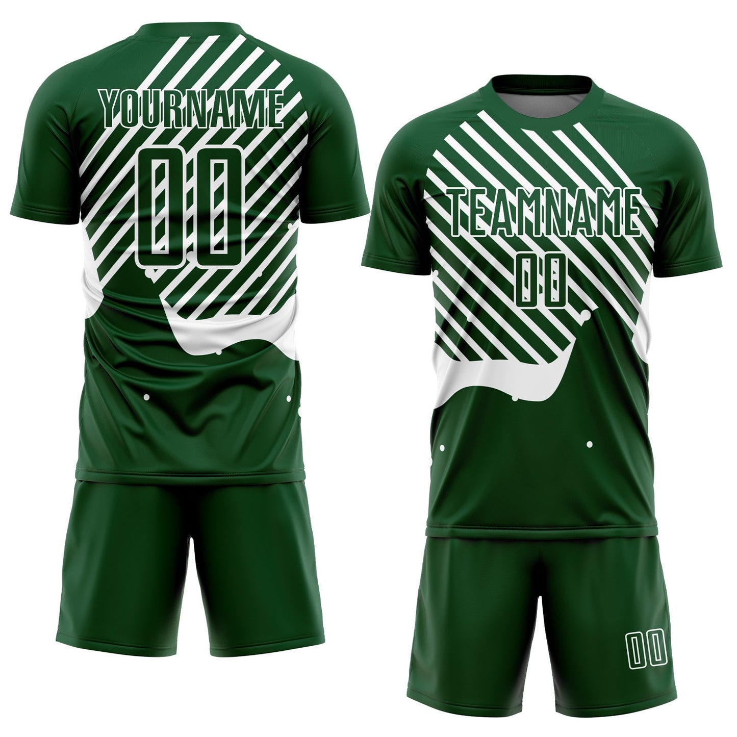 Custom Green White Lines Sublimation Soccer Uniform Jersey view 2