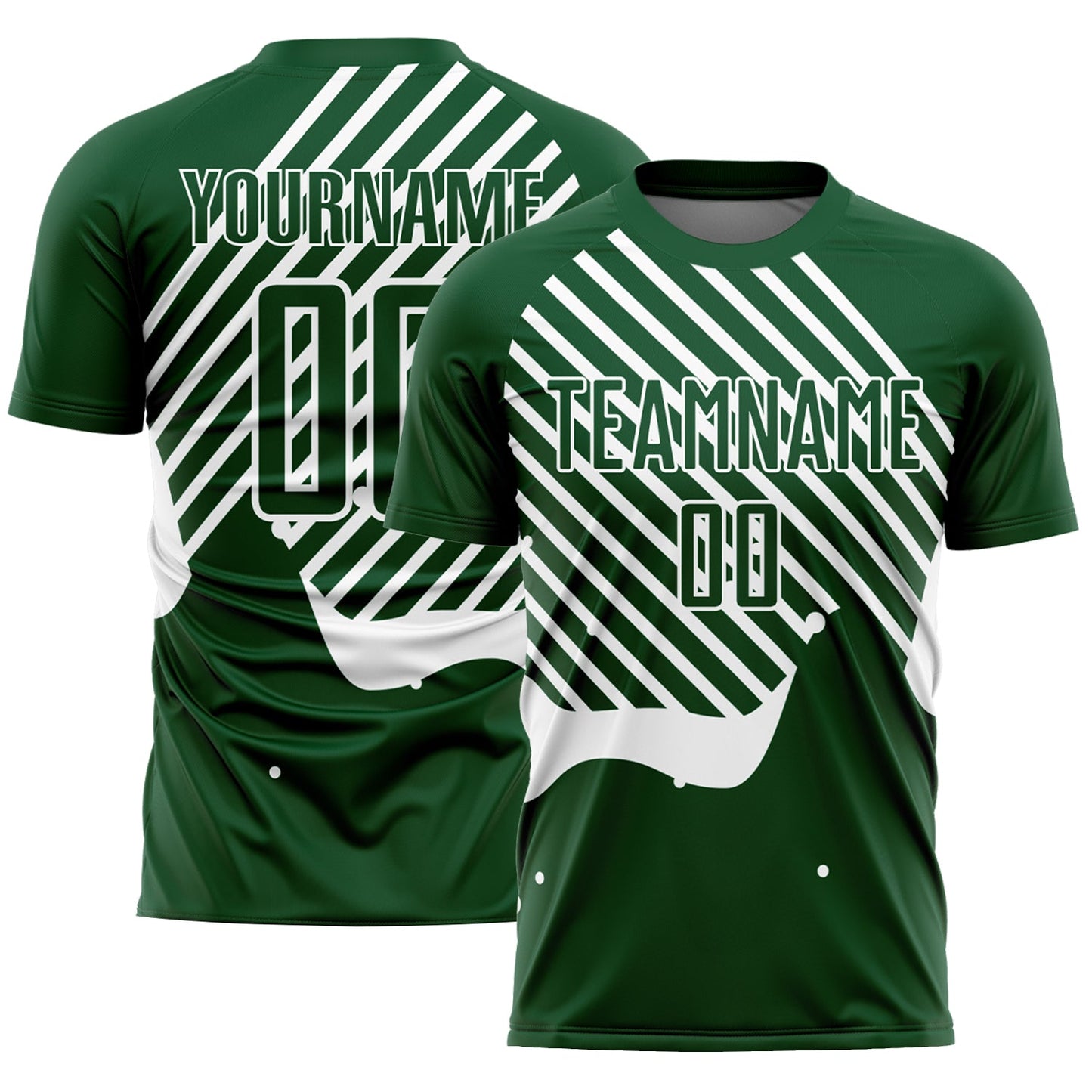 Custom Green White Lines Sublimation Soccer Uniform Jersey - Main View