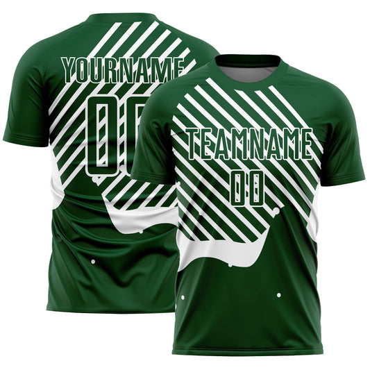 Custom Green White Lines Sublimation Soccer Uniform Jersey - Main View