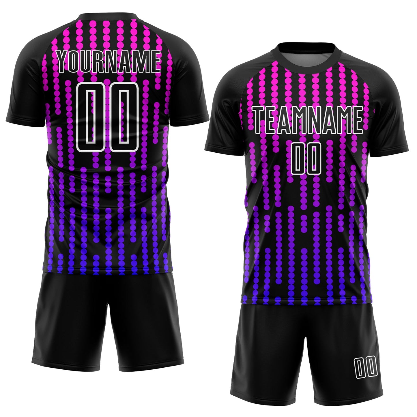 Custom Black Purple-Pink Lines Sublimation Soccer Uniform Jersey view 2