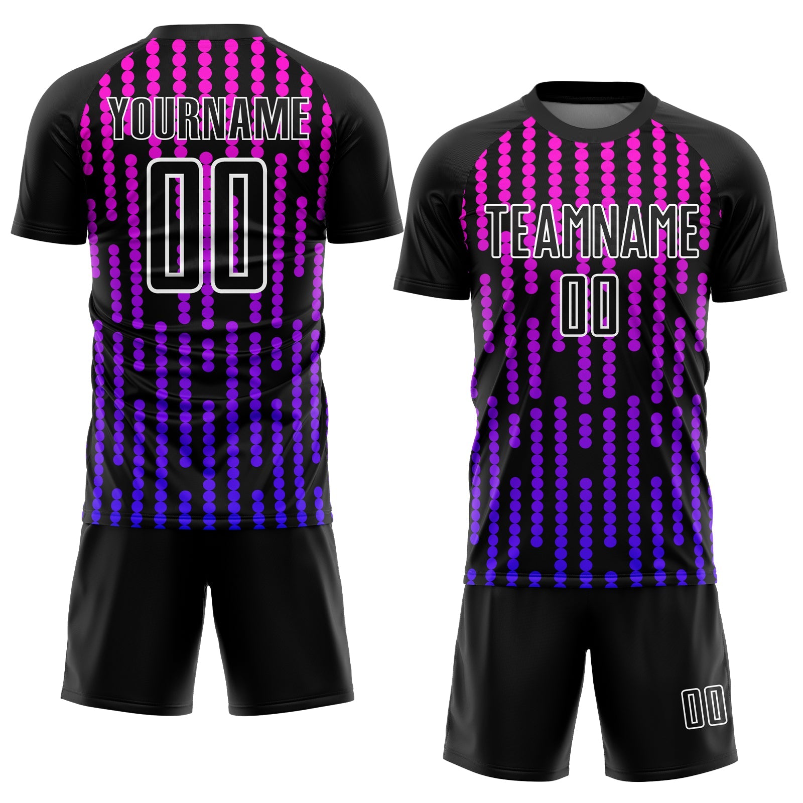 Custom Black Purple-Pink Lines Sublimation Soccer Uniform Jersey view 2