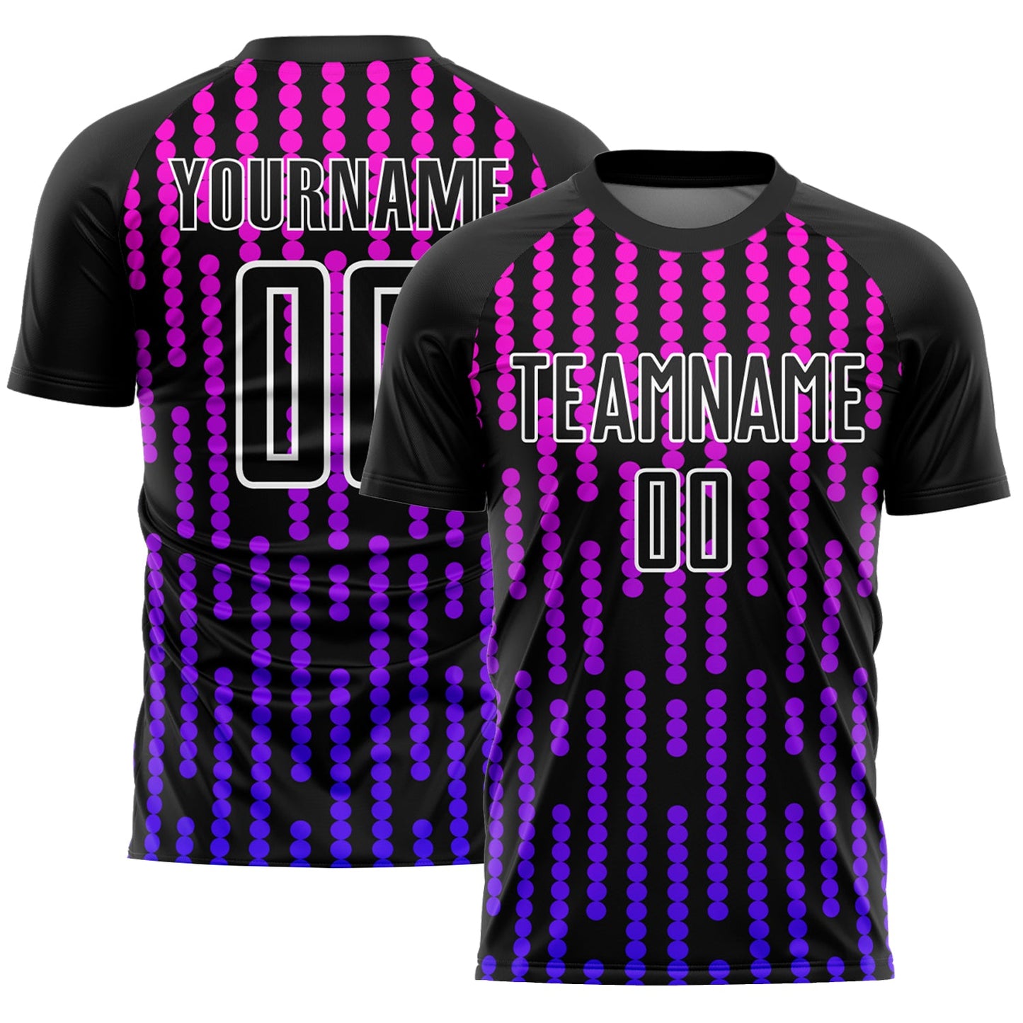 Custom Black Purple-Pink Lines Sublimation Soccer Uniform Jersey - Main View