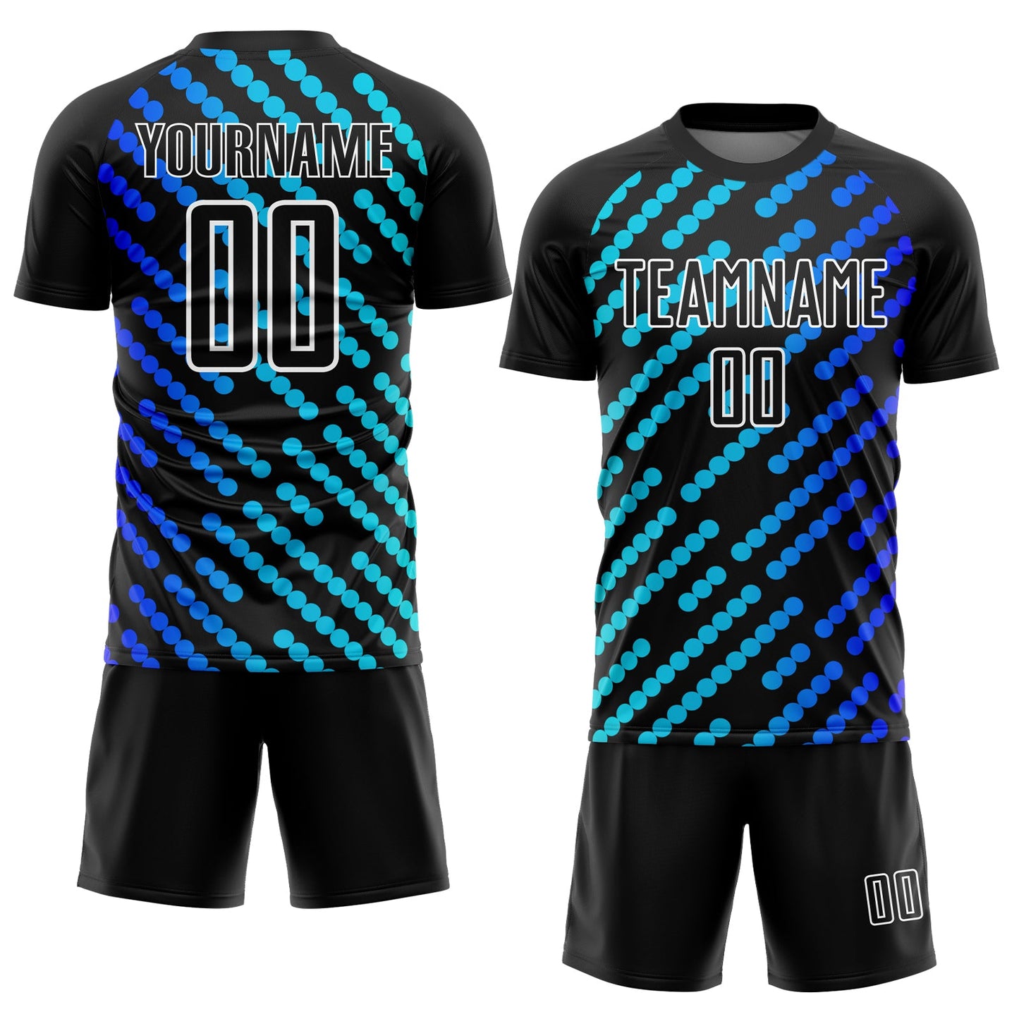 Custom Black Sky Blue-Royal Lines Sublimation Soccer Uniform Jersey view 2