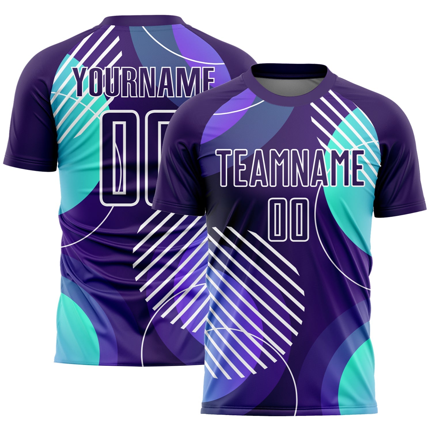 Custom Dark Purple White Geometric Shapes Sublimation Soccer Uniform Jersey - Main View