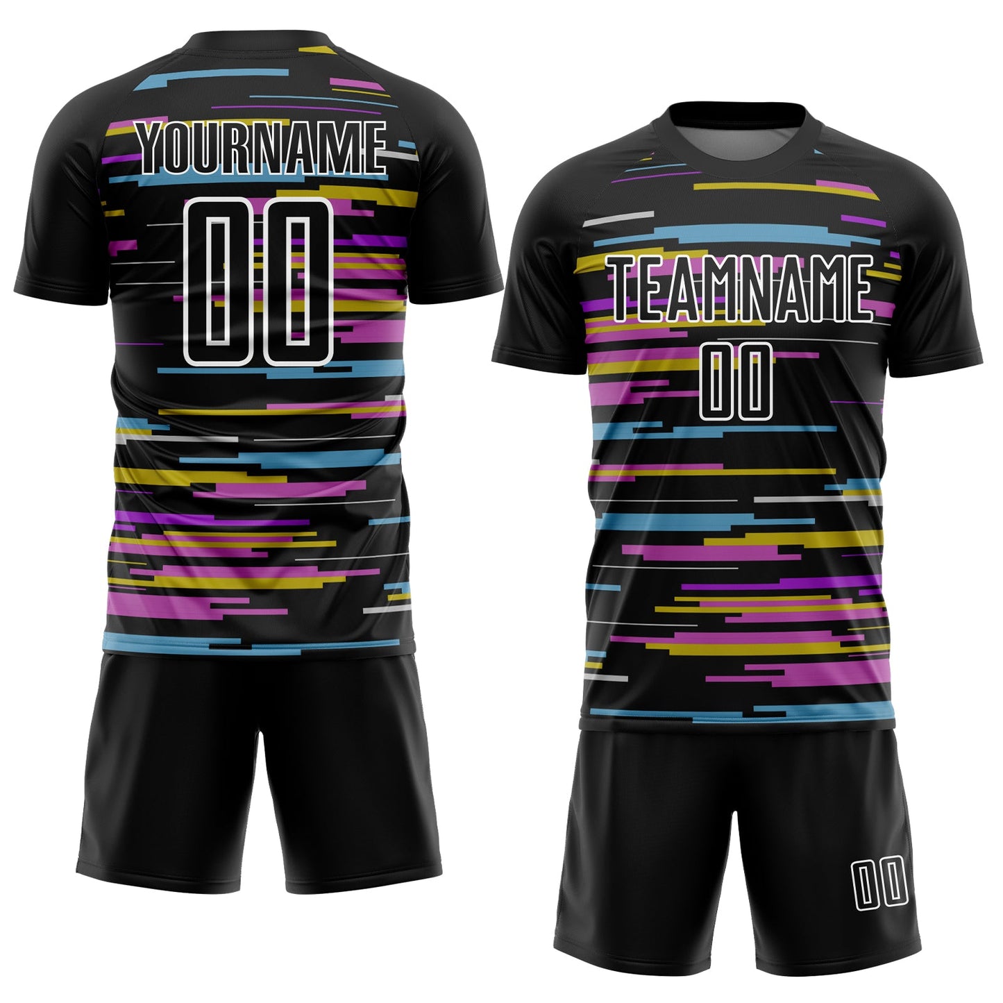 Custom Black White Lines Sublimation Soccer Uniform Jersey view 2