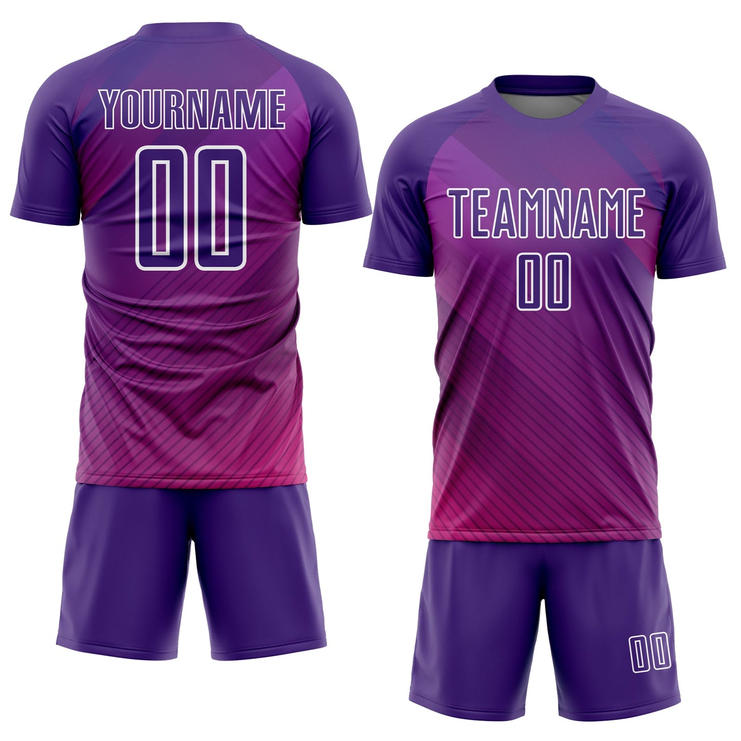 Custom Purple White Lines Sublimation Soccer Uniform Jersey view 2