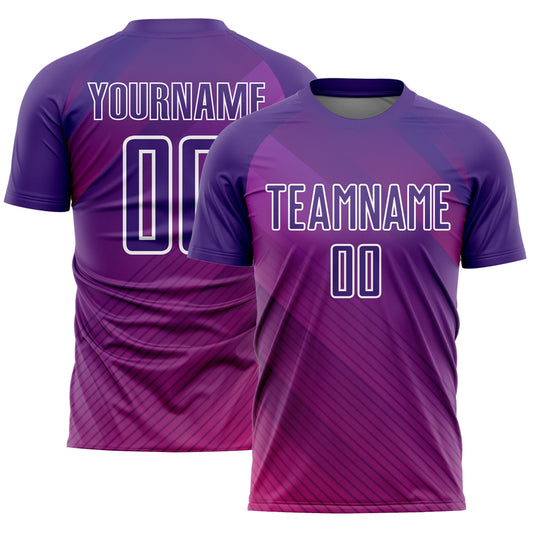 Custom Purple White Lines Sublimation Soccer Uniform Jersey - Main View