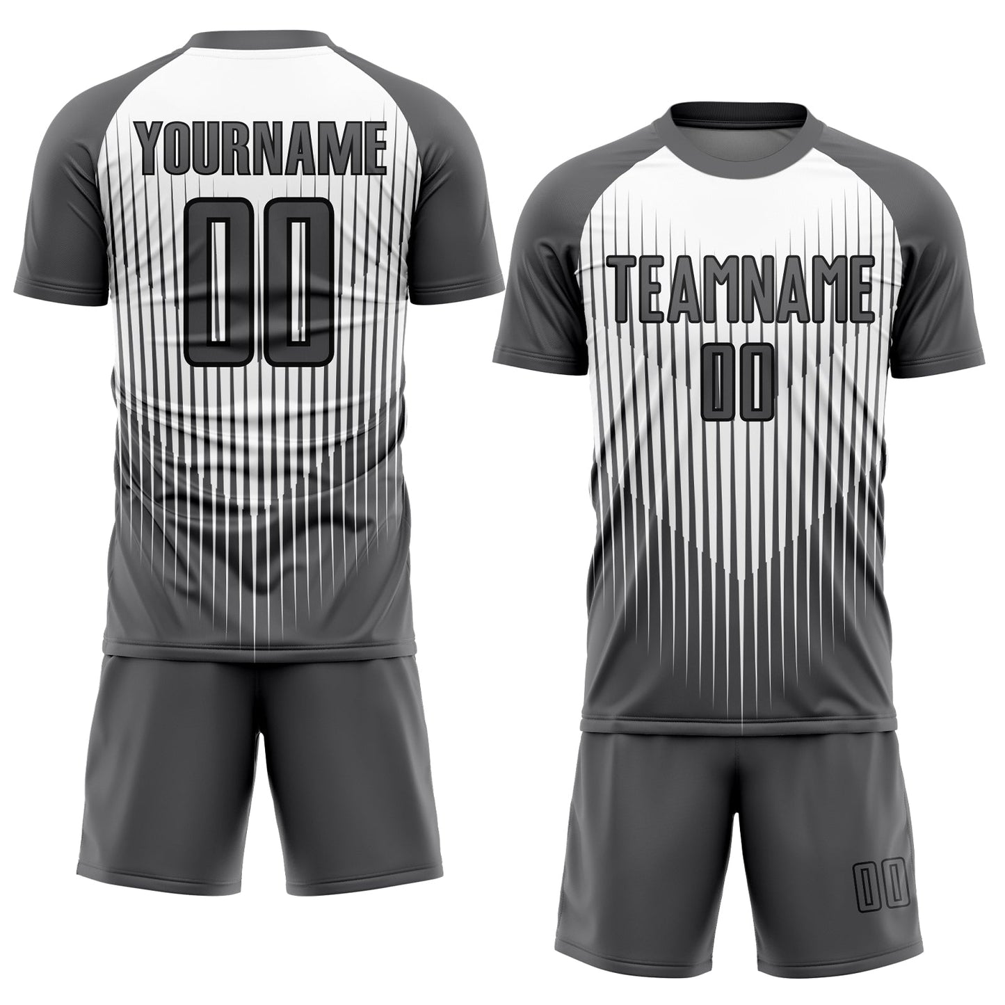 Custom Gray White-Black Lines Sublimation Soccer Uniform Jersey view 2