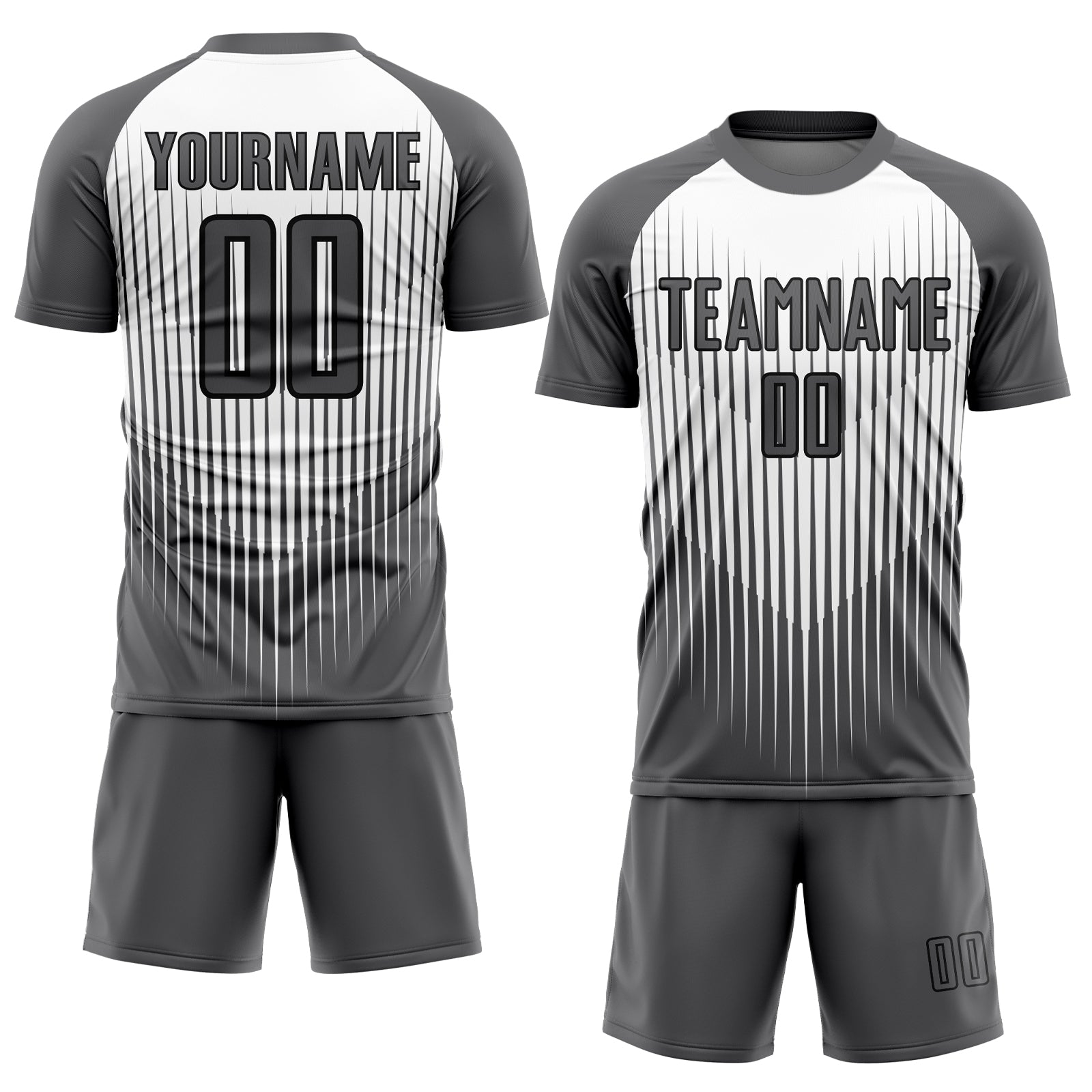 Custom Gray White-Black Lines Sublimation Soccer Uniform Jersey view 2