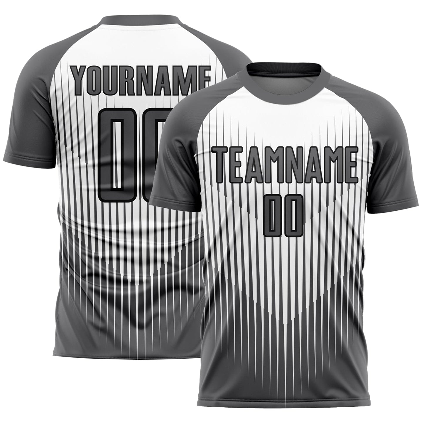 Custom Gray White-Black Lines Sublimation Soccer Uniform Jersey - Main View