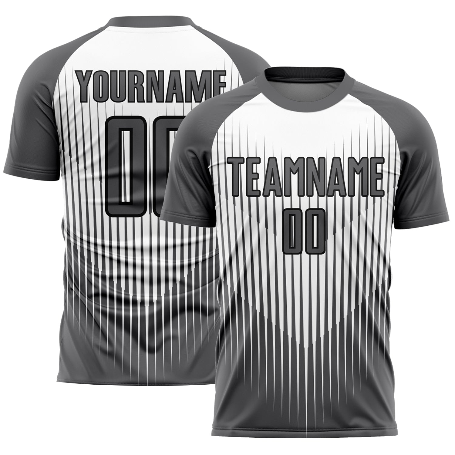 Custom Gray White-Black Lines Sublimation Soccer Uniform Jersey - Main View
