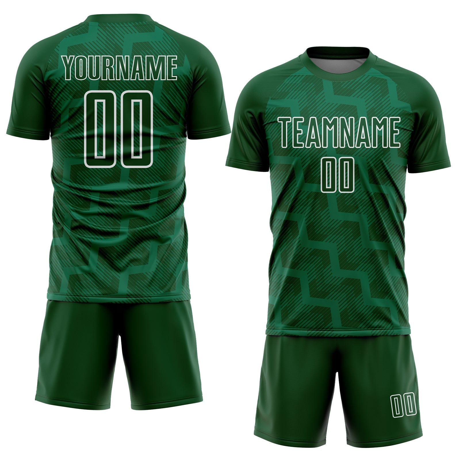 Custom Green White Lines Sublimation Soccer Uniform Jersey view 2