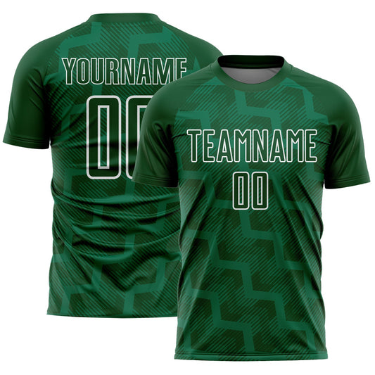 Custom Green White Lines Sublimation Soccer Uniform Jersey - Main View