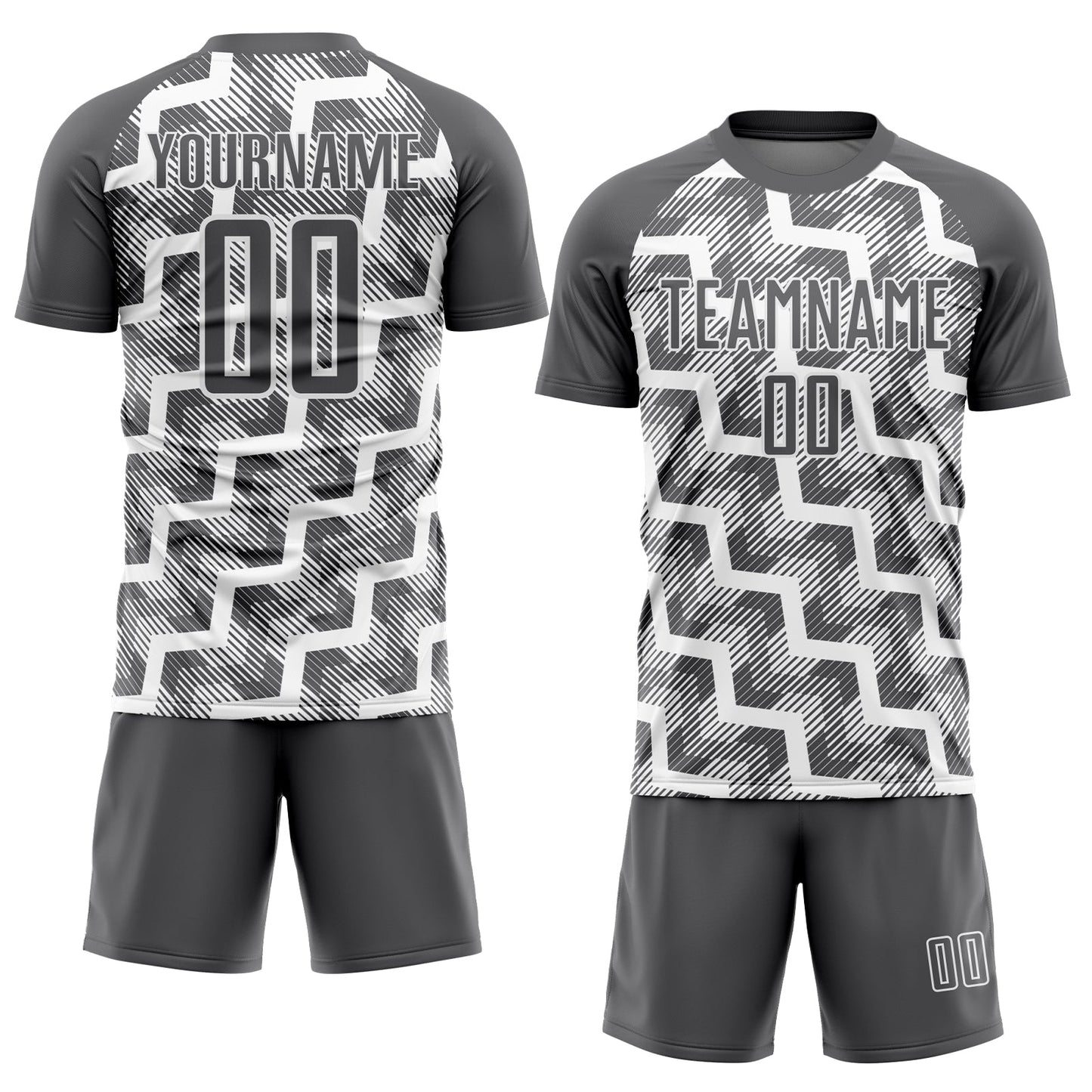 Custom Steel Gray White Lines Sublimation Soccer Uniform Jersey view 2