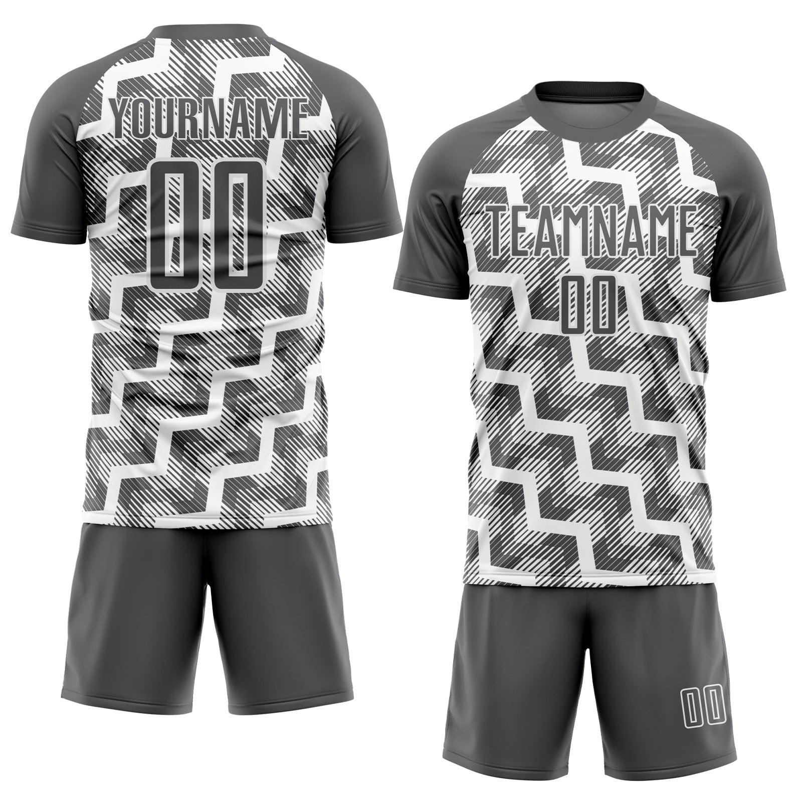 Custom Steel Gray White Lines Sublimation Soccer Uniform Jersey view 2