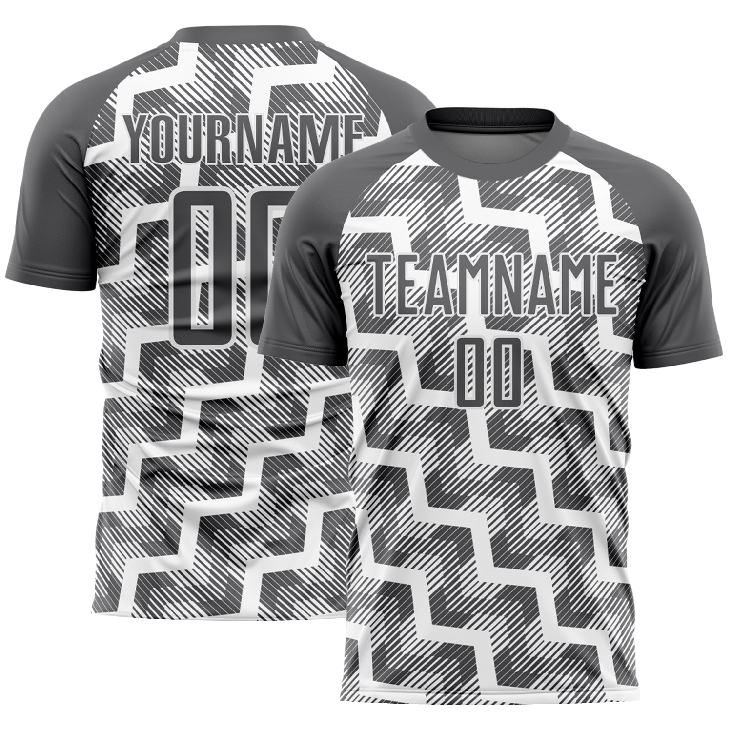 Custom Steel Gray White Lines Sublimation Soccer Uniform Jersey - Main View