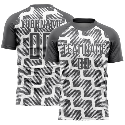 Custom Steel Gray White Lines Sublimation Soccer Uniform Jersey - Main View