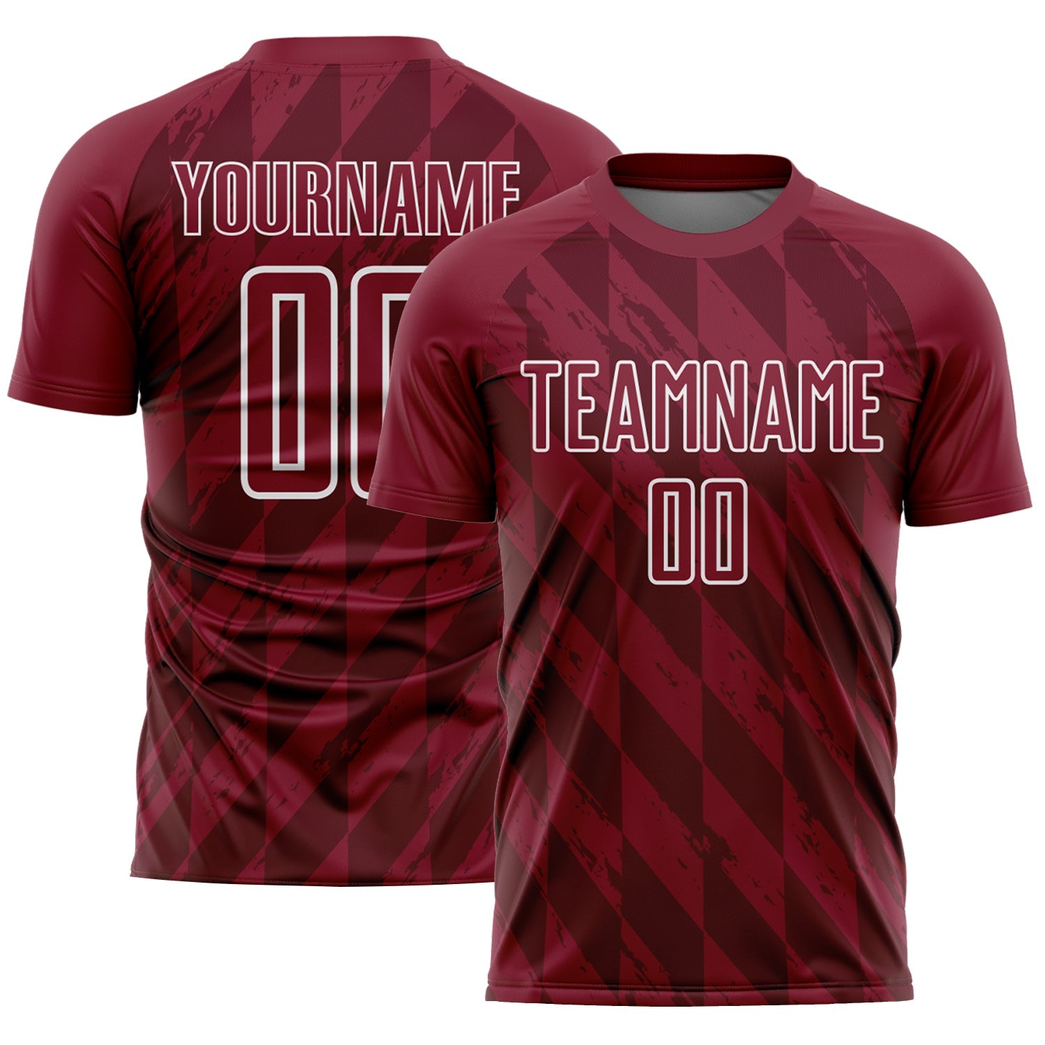 Custom Crimson White Geometric Shapes Sublimation Soccer Uniform Jersey - Main View