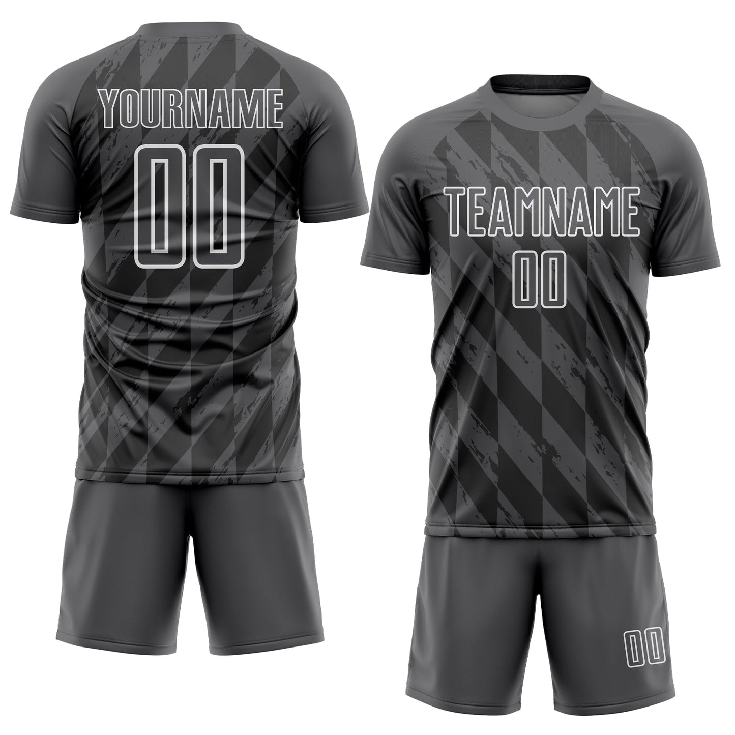 Custom Steel Gray White Geometric Shapes Sublimation Soccer Uniform Jersey view 2