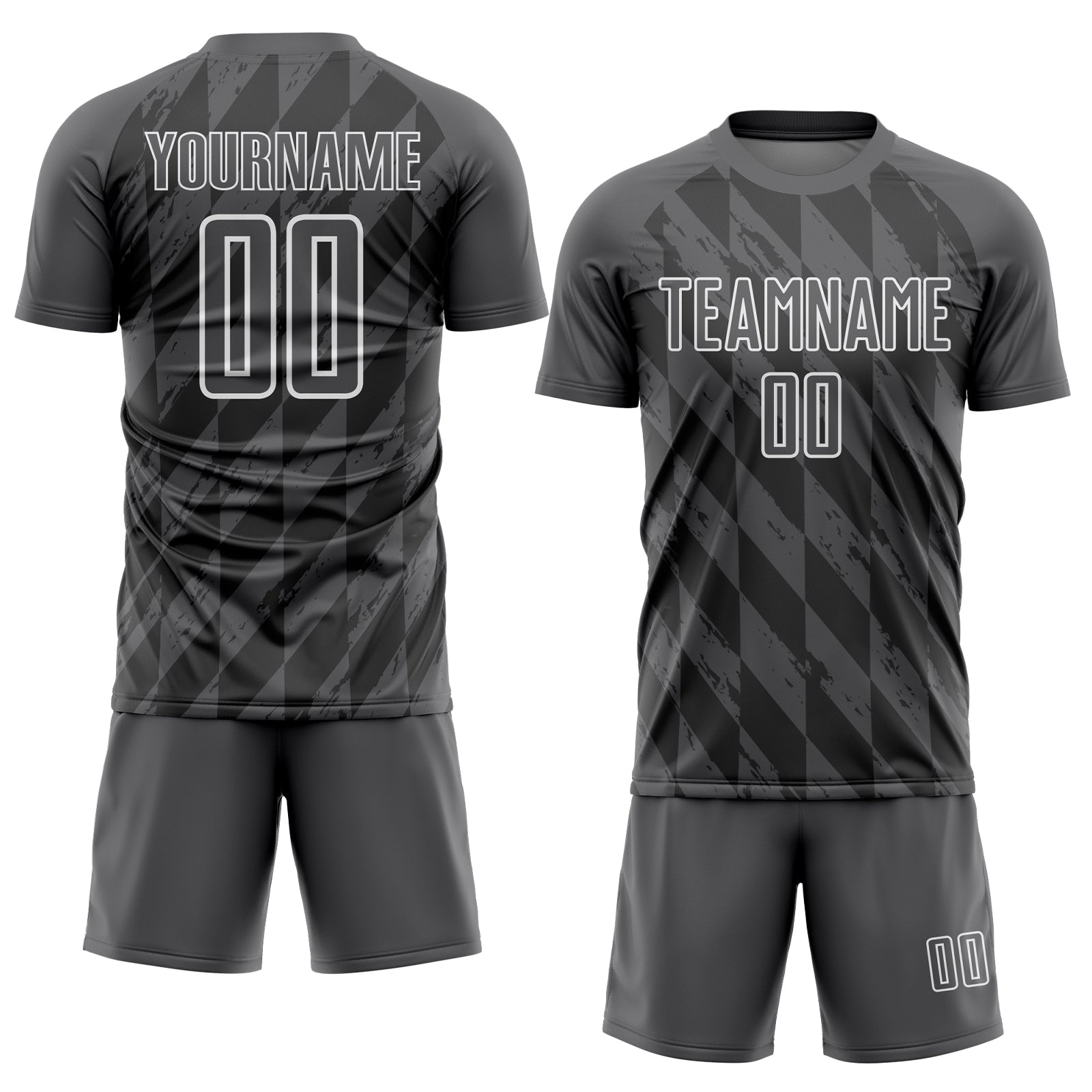 Custom Steel Gray White Geometric Shapes Sublimation Soccer Uniform Jersey view 2