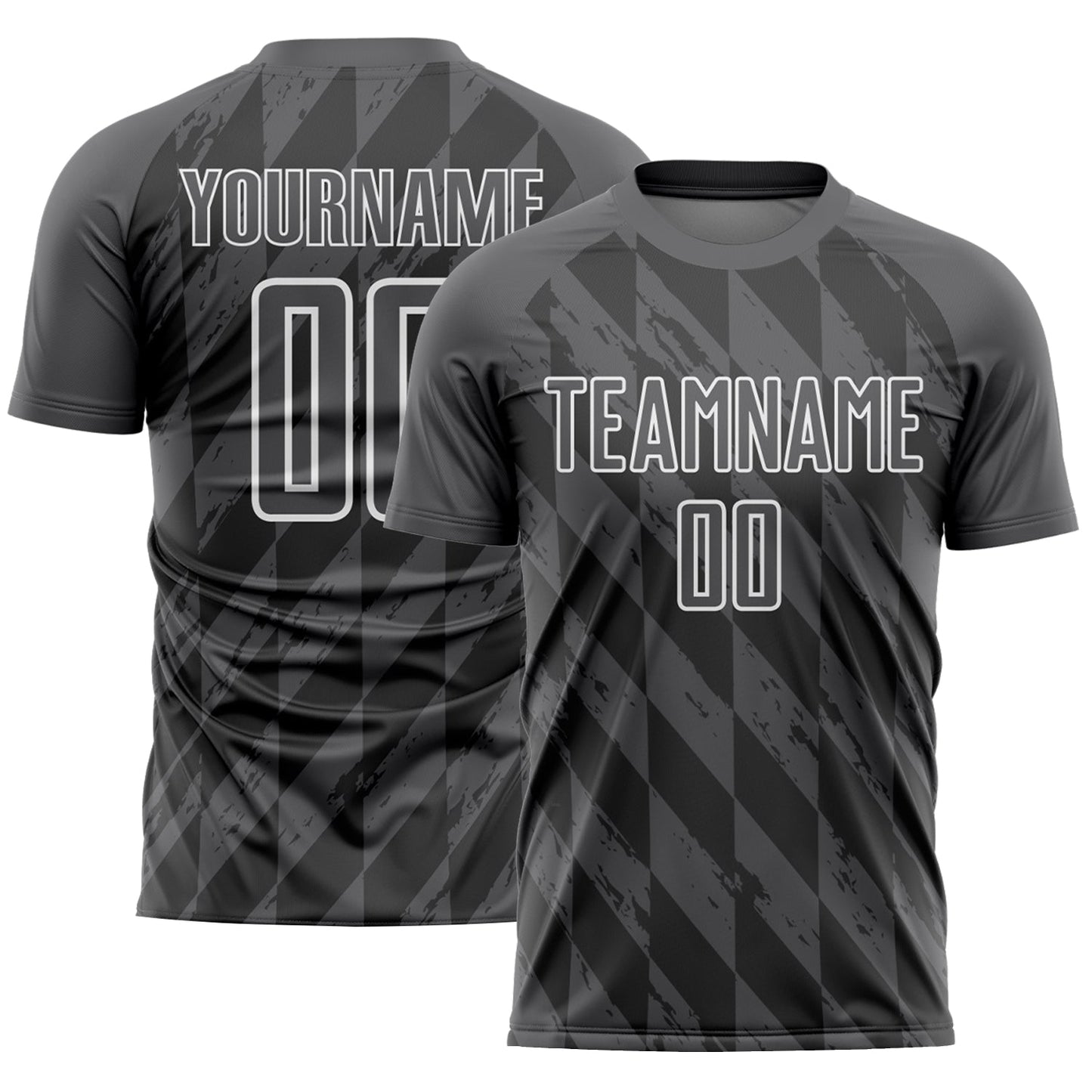 Custom Steel Gray White Geometric Shapes Sublimation Soccer Uniform Jersey - Main View
