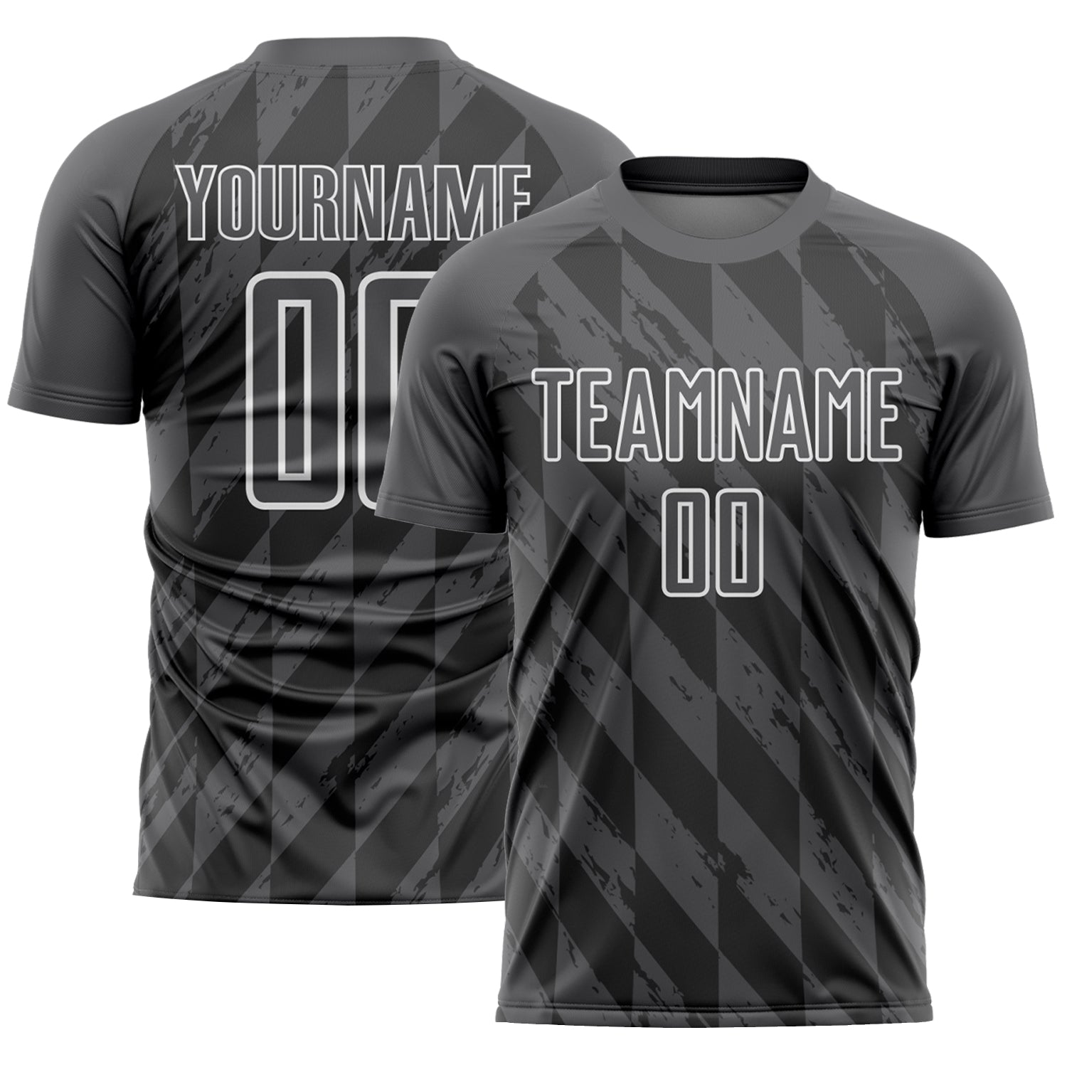 Custom Steel Gray White Geometric Shapes Sublimation Soccer Uniform Jersey - Main View