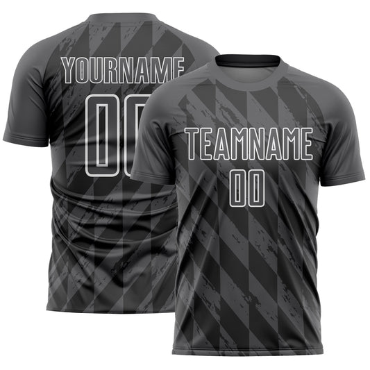 Custom Steel Gray White Geometric Shapes Sublimation Soccer Uniform Jersey - Main View