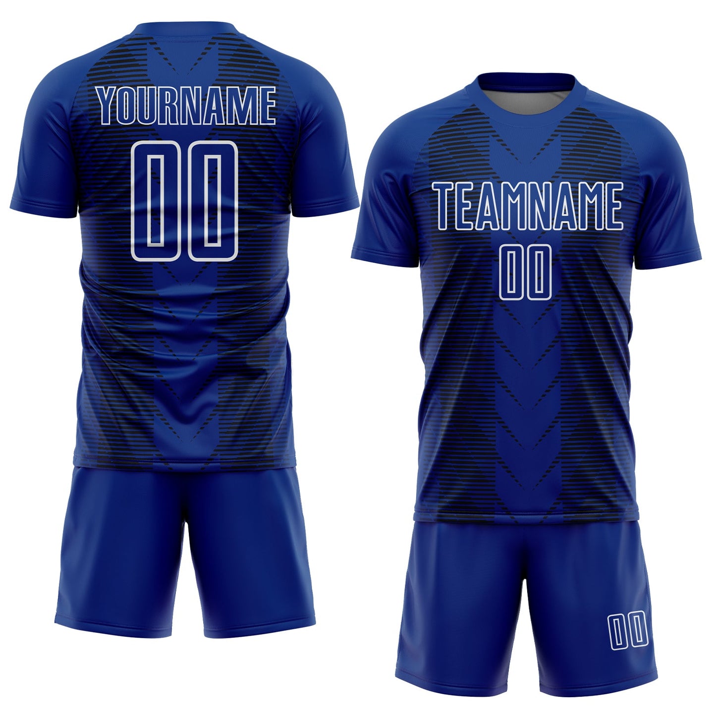 Custom US Navy Blue Black-White Lines Sublimation Soccer Uniform Jersey view 2