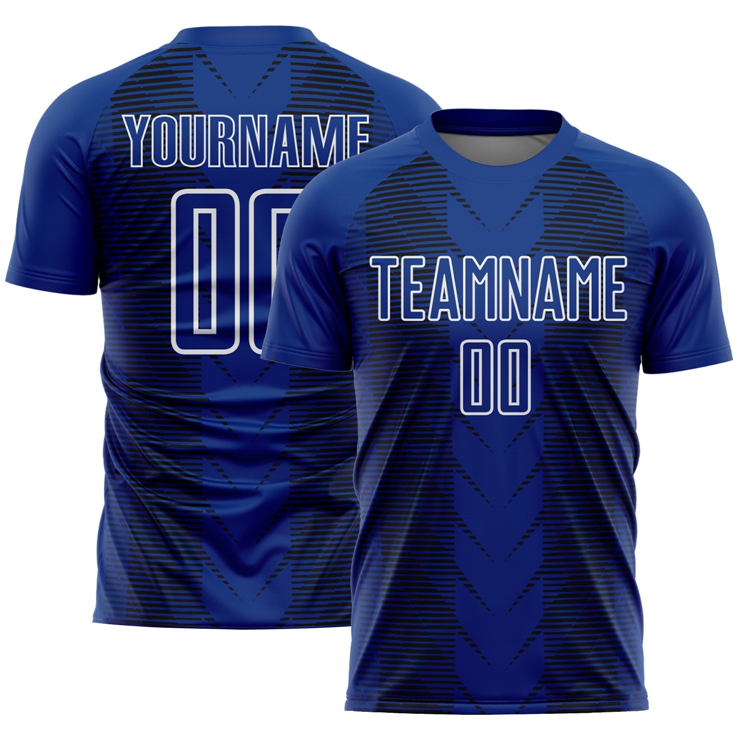 Custom US Navy Blue Black-White Lines Sublimation Soccer Uniform Jersey - Main View