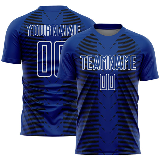 Custom US Navy Blue Black-White Lines Sublimation Soccer Uniform Jersey - Main View