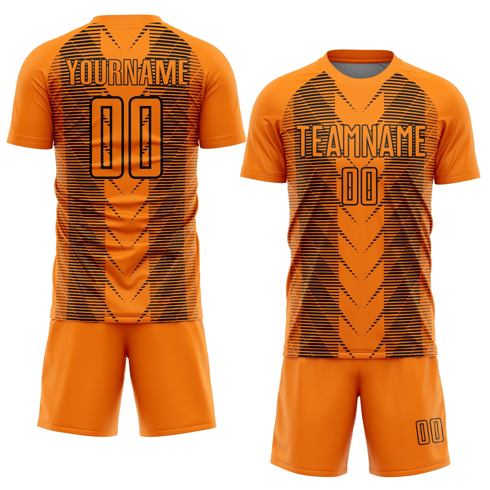 Custom Bay Orange Black Lines Sublimation Soccer Uniform Jersey view 2