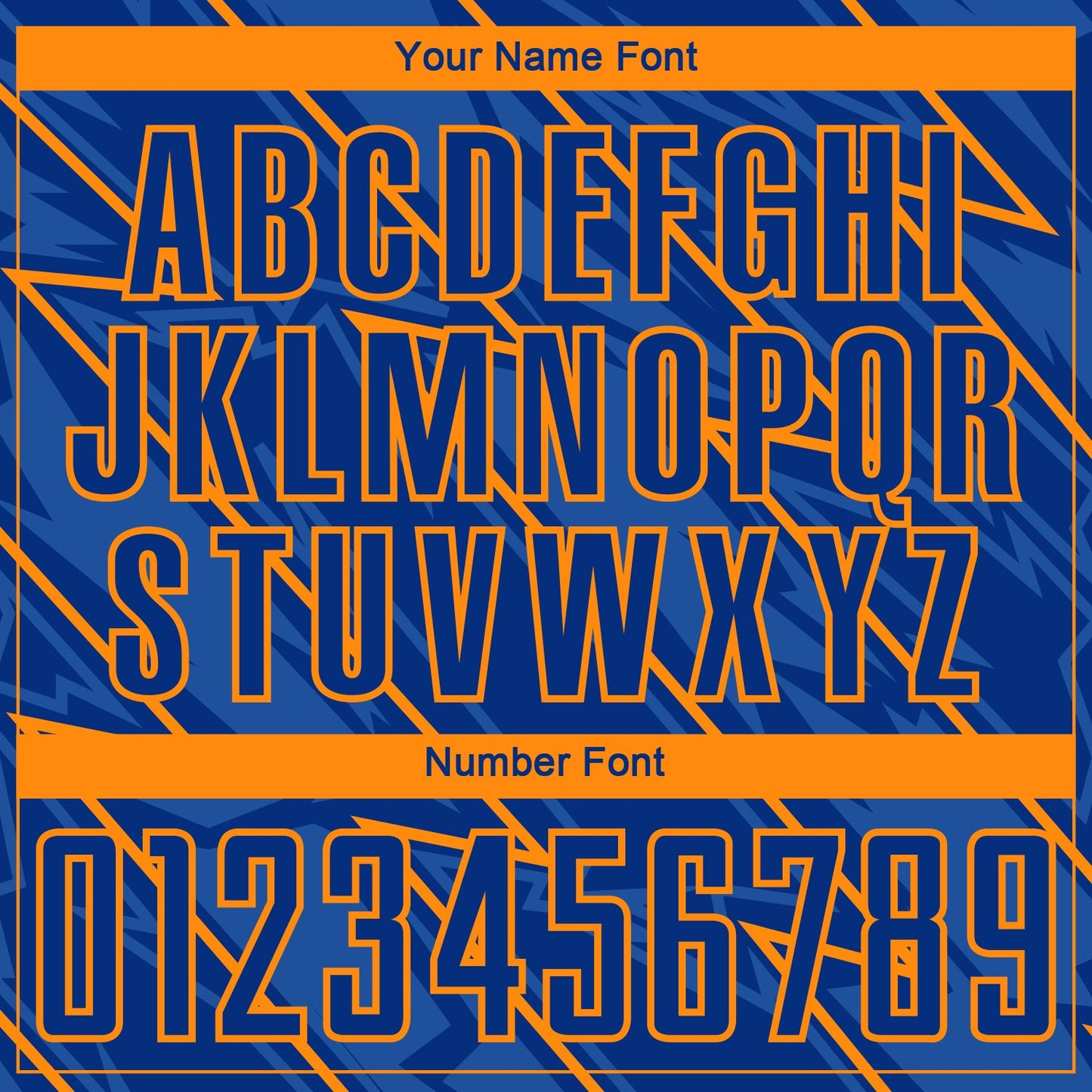 Custom Royal Bay Orange Lightning Sublimation Soccer Uniform Jersey view 6