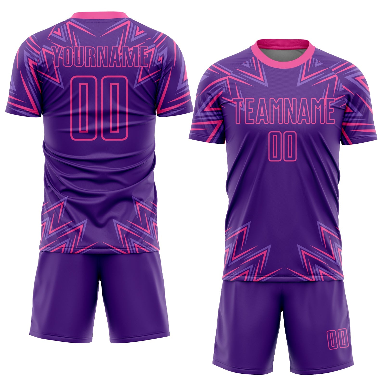 Custom Purple Pink Geometric Shapes Sublimation Soccer Uniform Jersey view 2