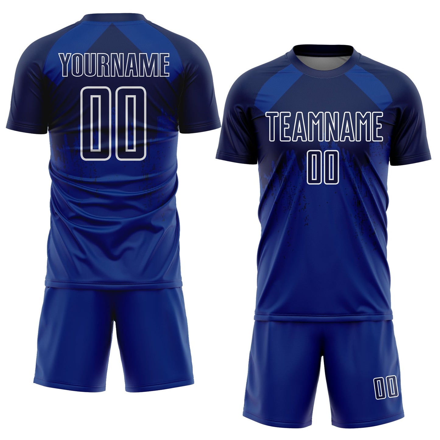 Custom Royal Navy-White Dripping Splatter Art Sublimation Soccer Uniform Jersey view 2