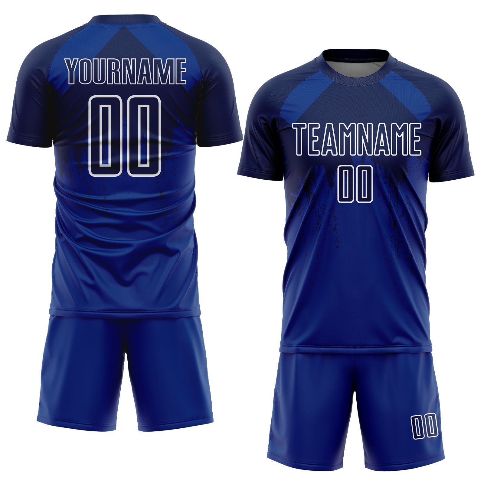 Custom Royal Navy-White Dripping Splatter Art Sublimation Soccer Uniform Jersey view 2