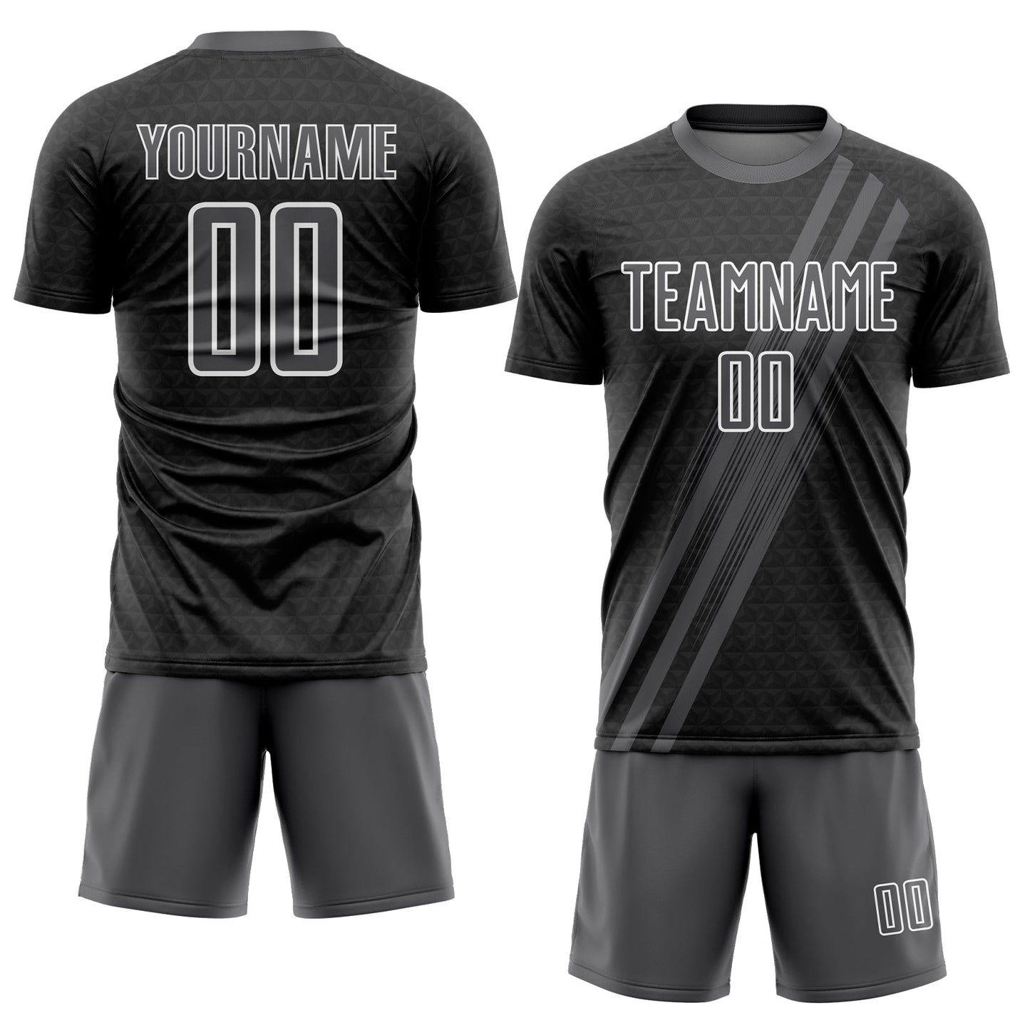 Custom Steel Gray White Diagonal Lines Sublimation Soccer Uniform Jersey view 2