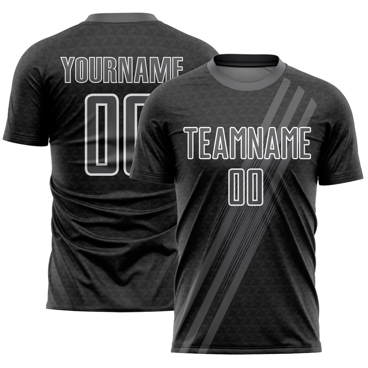 Custom Steel Gray White Diagonal Lines Sublimation Soccer Uniform Jersey - Main View
