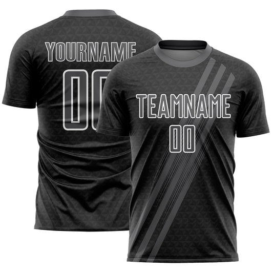 Custom Steel Gray White Diagonal Lines Sublimation Soccer Uniform Jersey - Main View