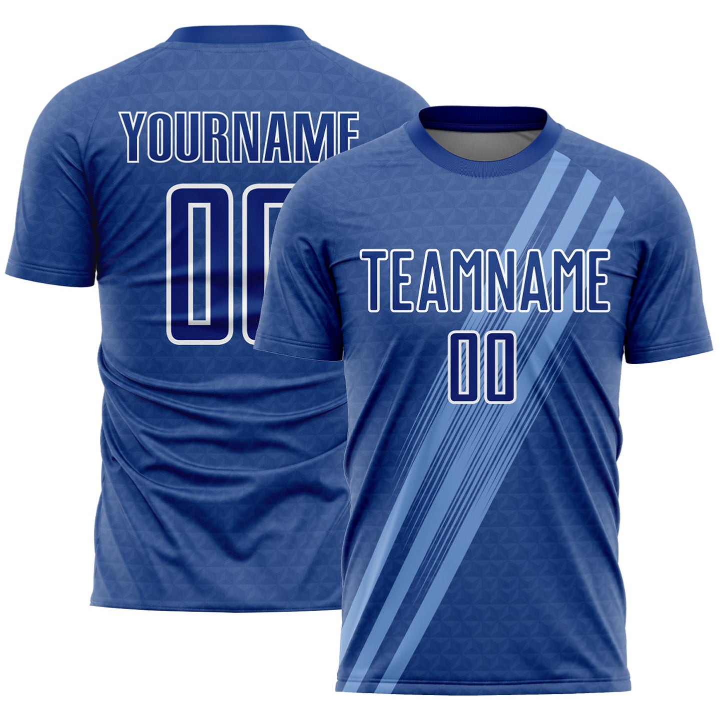 Custom Royal White Diagonal Lines Sublimation Soccer Uniform Jersey - Main View