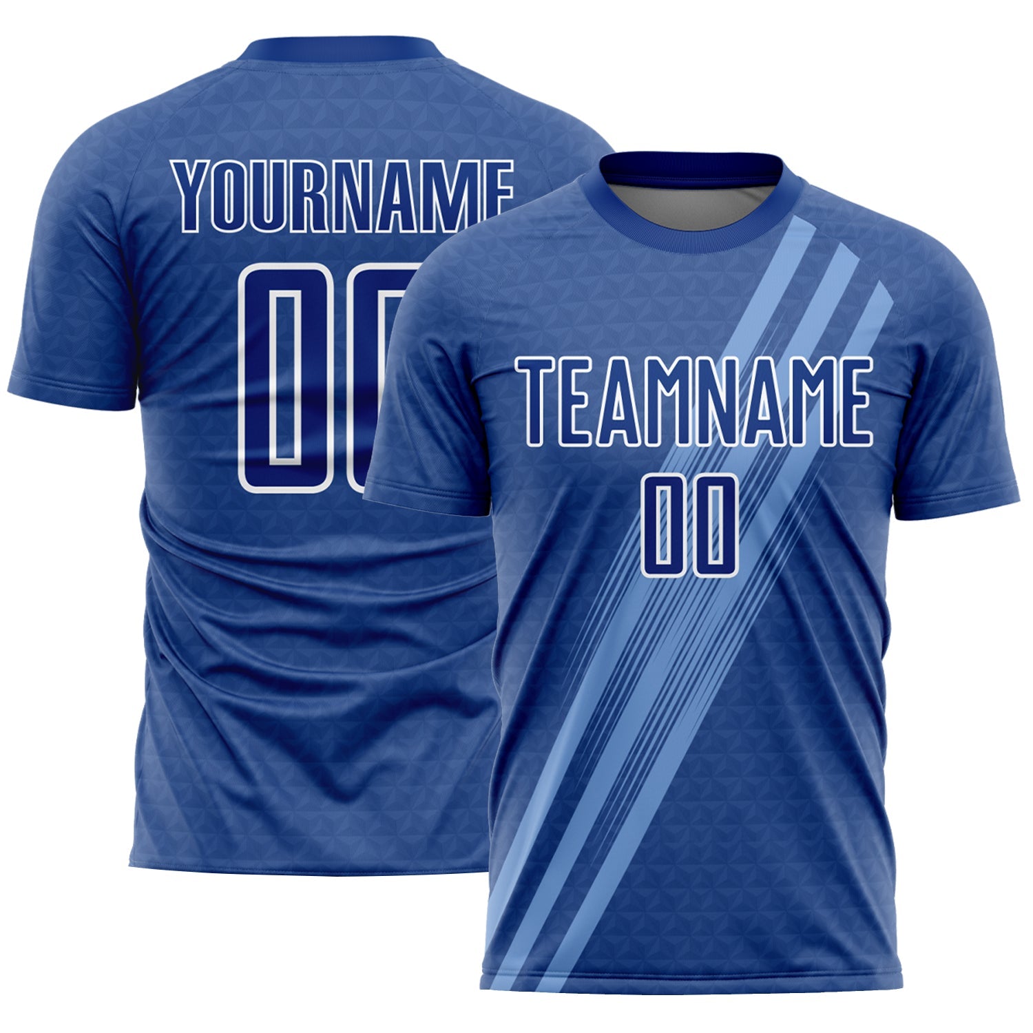 Custom Royal White Diagonal Lines Sublimation Soccer Uniform Jersey - Main View