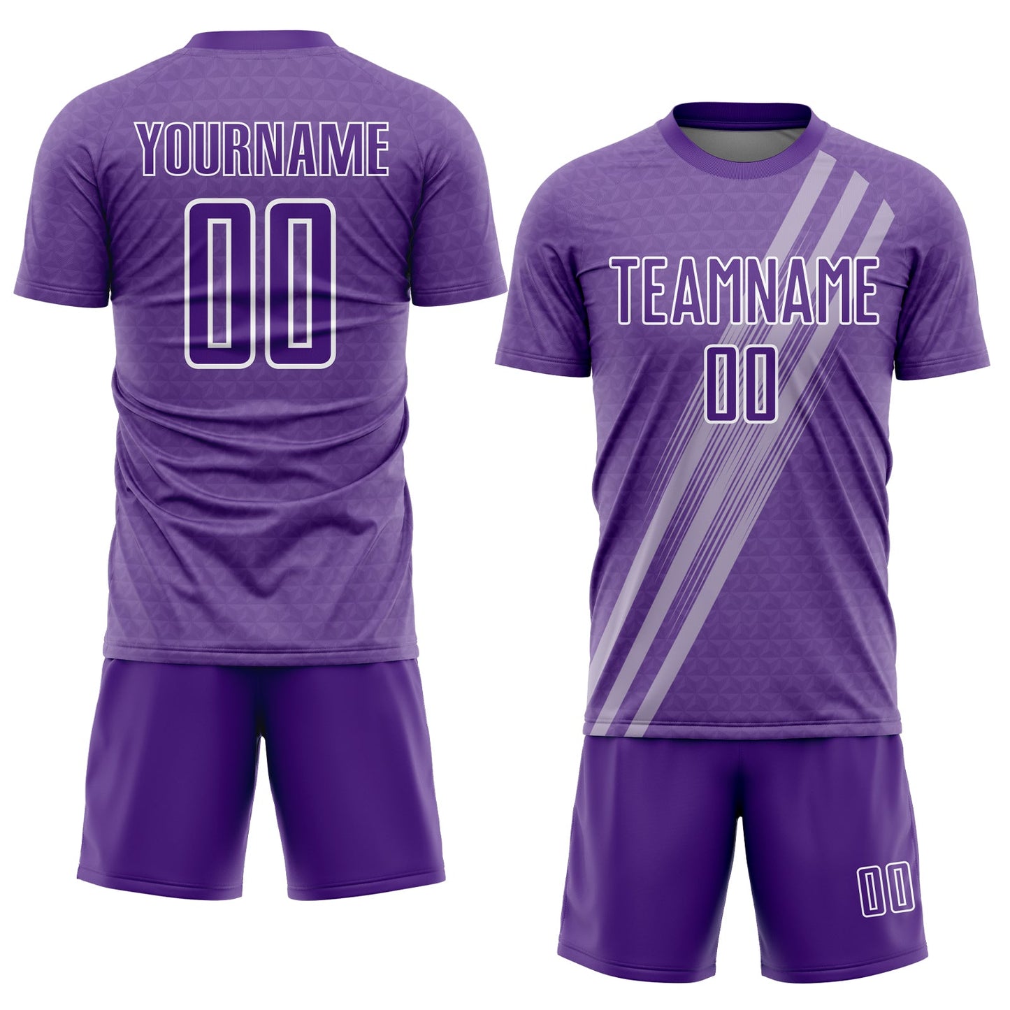 Custom Purple White Diagonal Lines Sublimation Soccer Uniform Jersey view 2