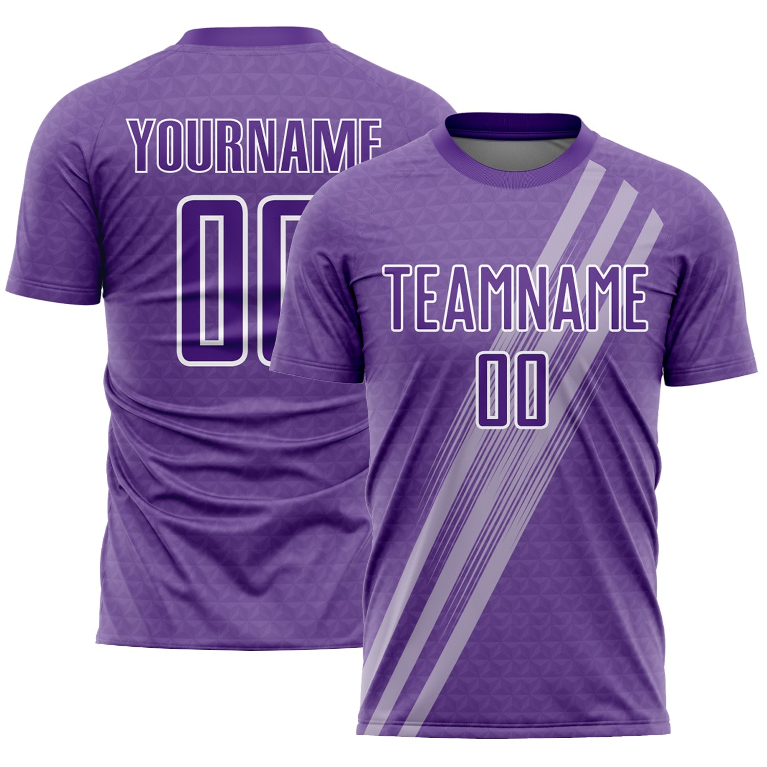 Custom Purple White Diagonal Lines Sublimation Soccer Uniform Jersey - Main View
