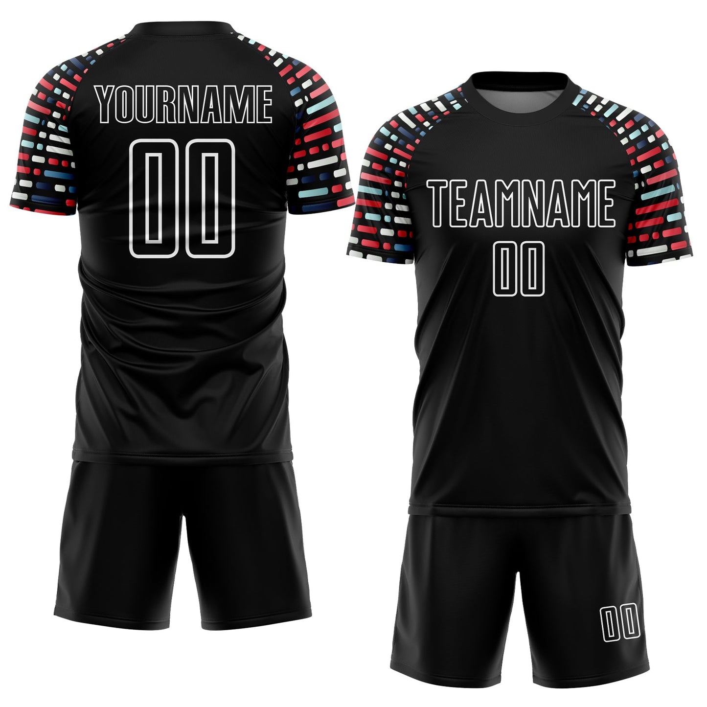 Custom Black White Geometric Shapes Sublimation Soccer Uniform Jersey view 2