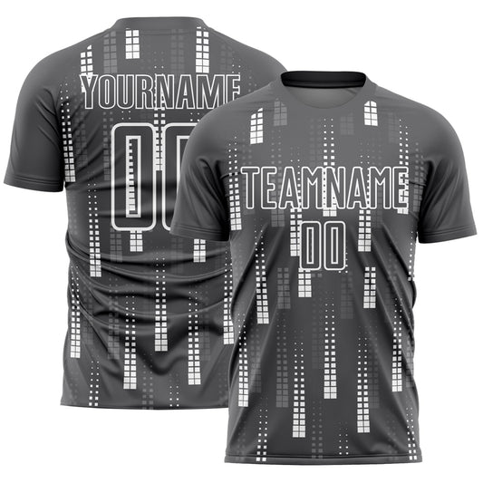 Custom Steel Gray White Geometric Shapes Sublimation Soccer Uniform Jersey - Main View