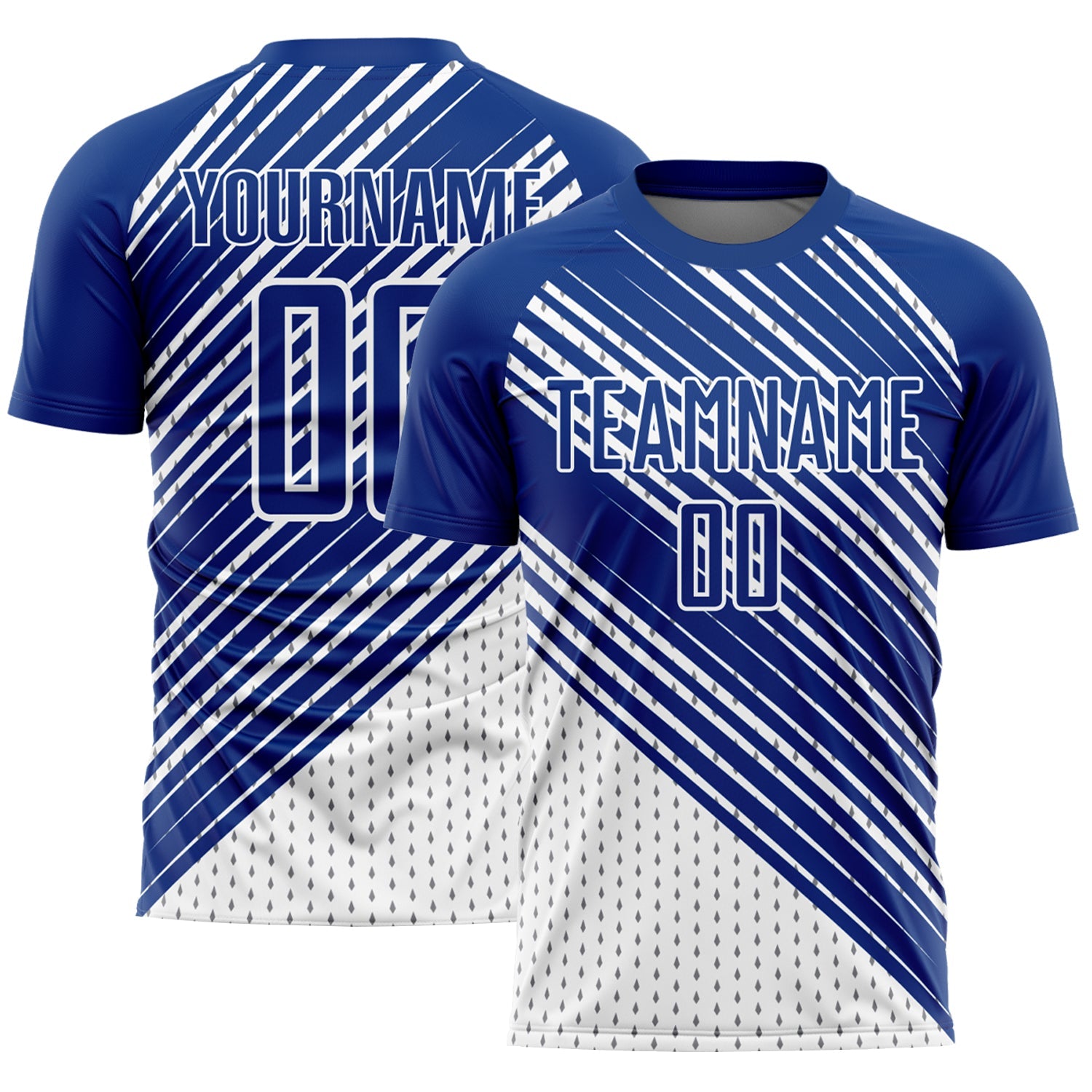 Custom Royal White Diagonal Lines Sublimation Soccer Uniform Jersey - Main View