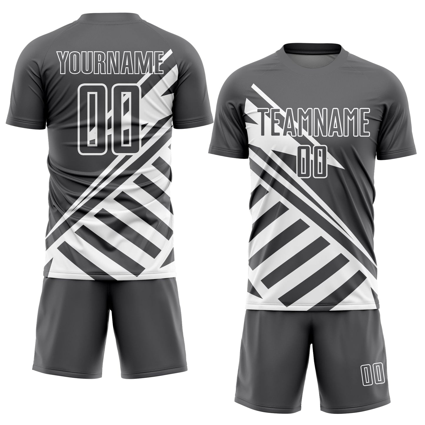 Custom Steel Gray White Lines Sublimation Soccer Uniform Jersey view 2