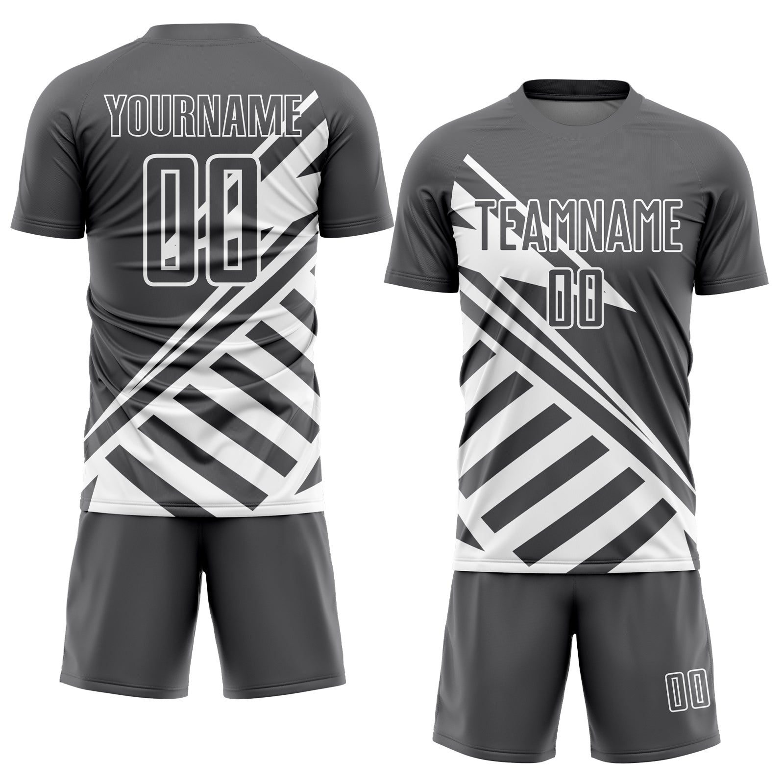 Custom Steel Gray White Lines Sublimation Soccer Uniform Jersey view 2