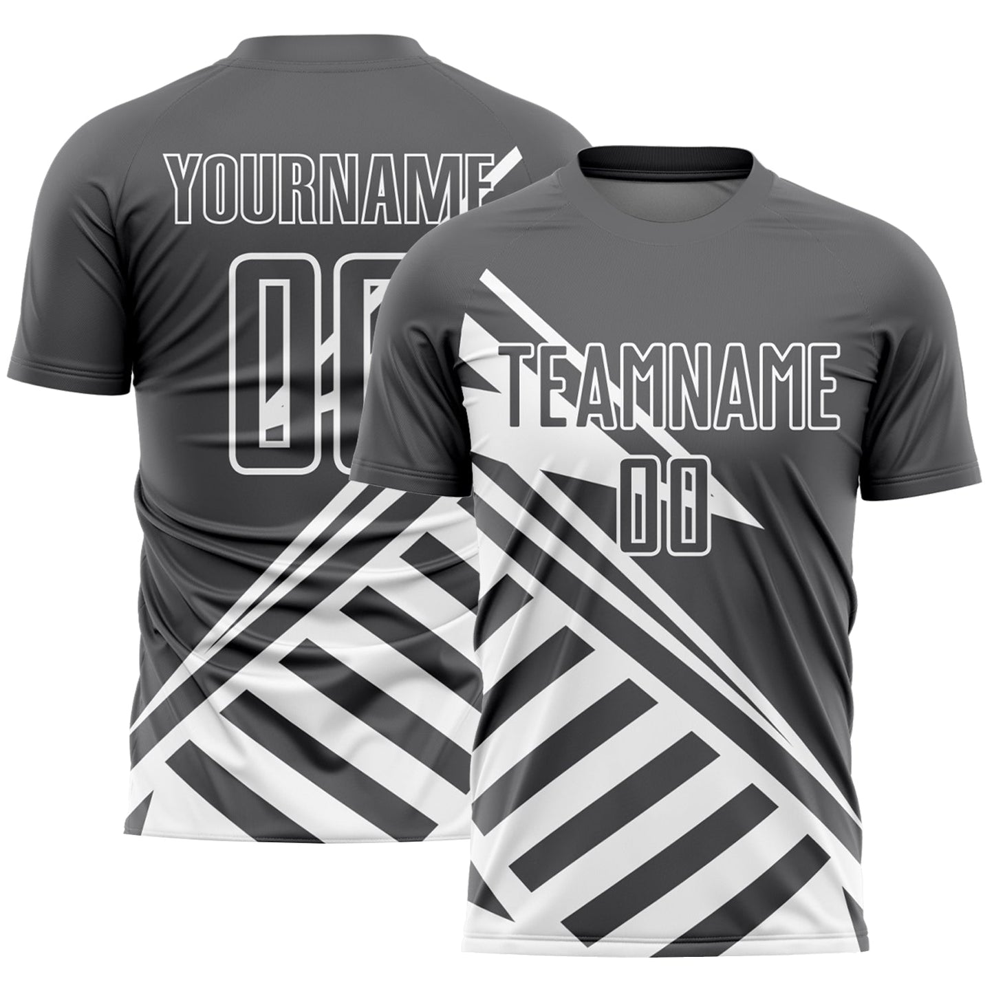 Custom Steel Gray White Lines Sublimation Soccer Uniform Jersey - Main View