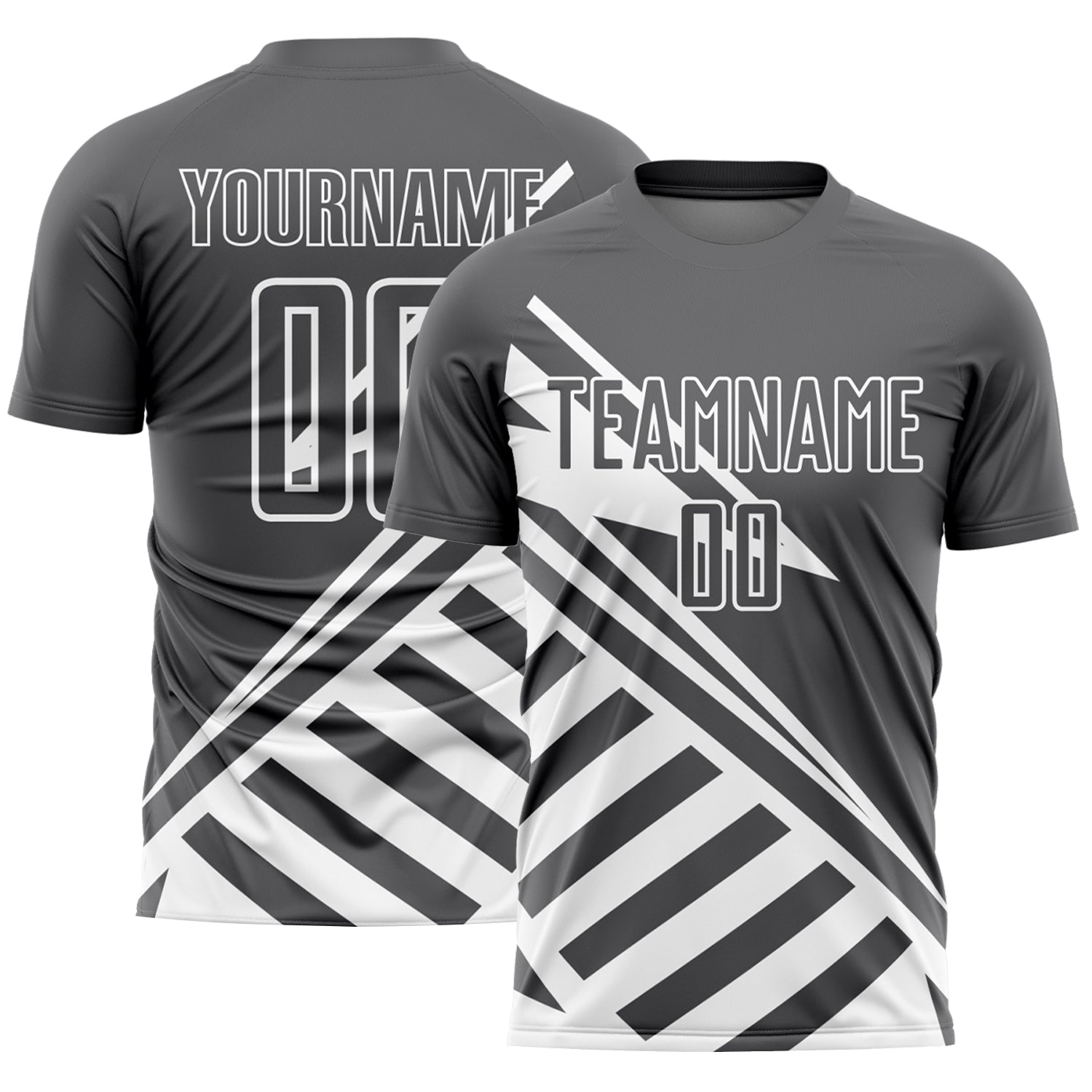 Custom Steel Gray White Lines Sublimation Soccer Uniform Jersey - Main View