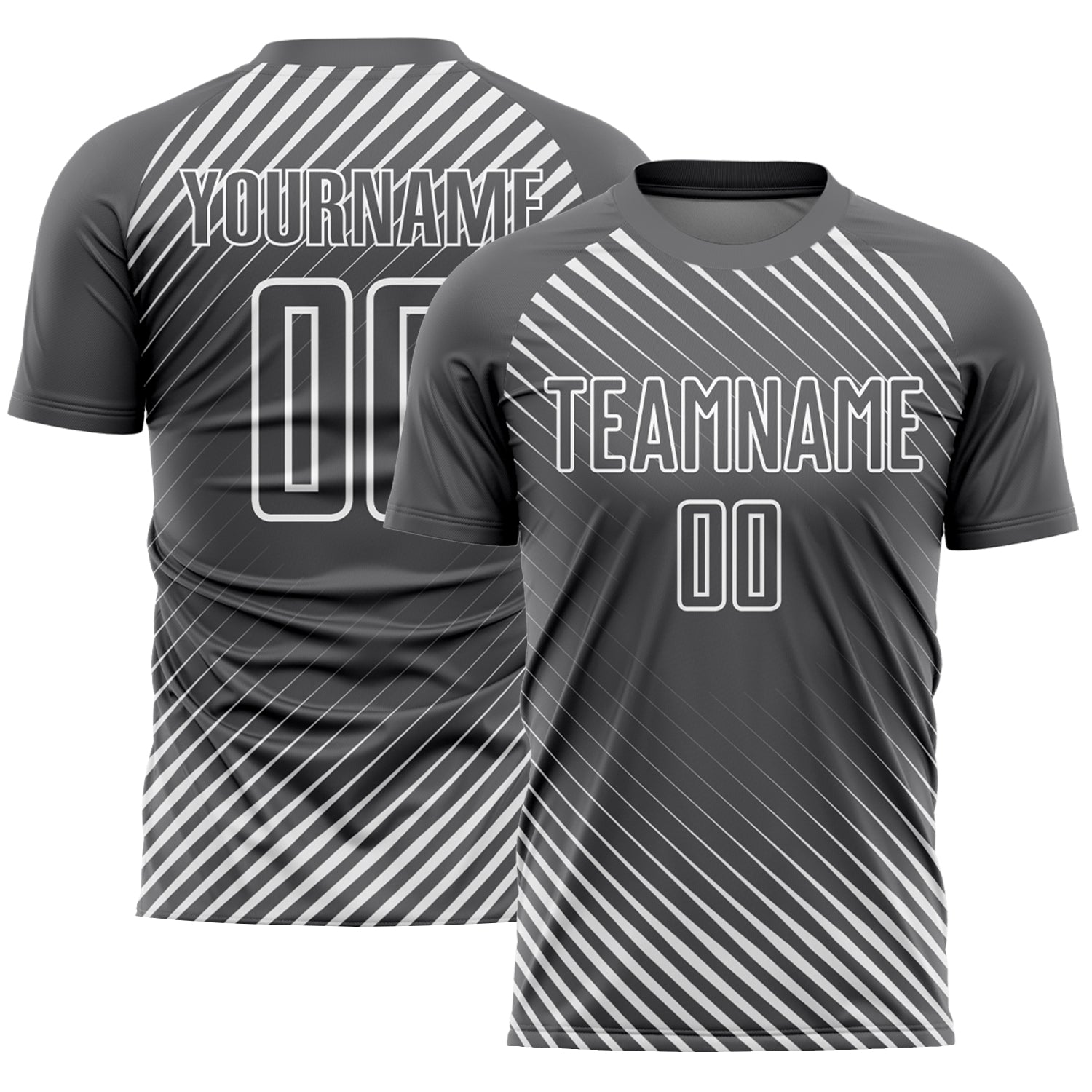 Custom Steel Gray White Diagonal Lines Sublimation Soccer Uniform Jersey - Main View